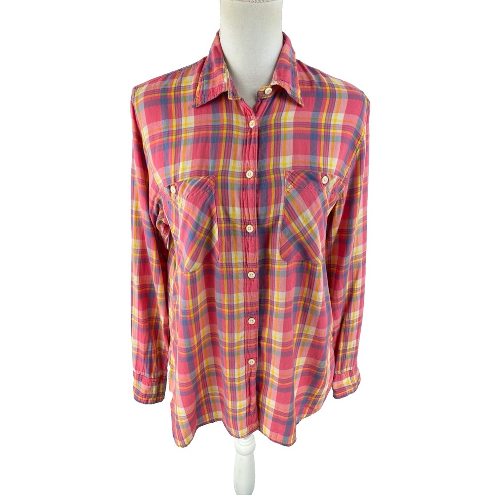 Denim & Supply Ralph Lauren RL Utility Shirt Womens L Pink Plaid Blouse 4Flannel